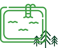 Icône de piscine extérieure en vert