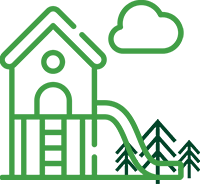 Icône verte aire de jeux pour enfants