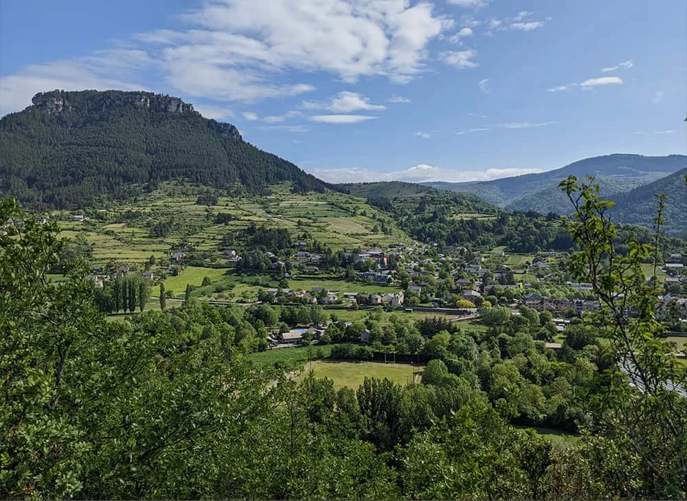 View from above of the village of Ispagnac in Lozère
